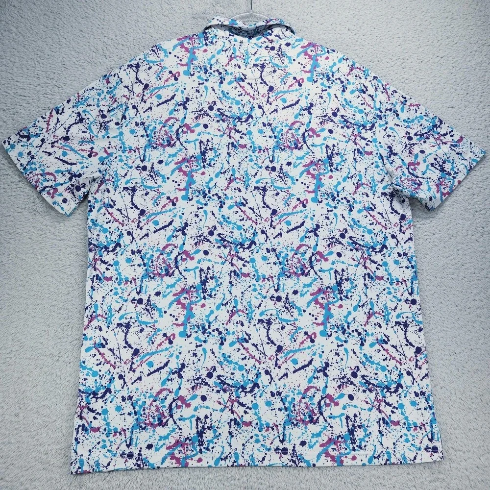 Lofty Llama Polo Mens XL Multicolor Paint Splatter Golf Performance Stretch